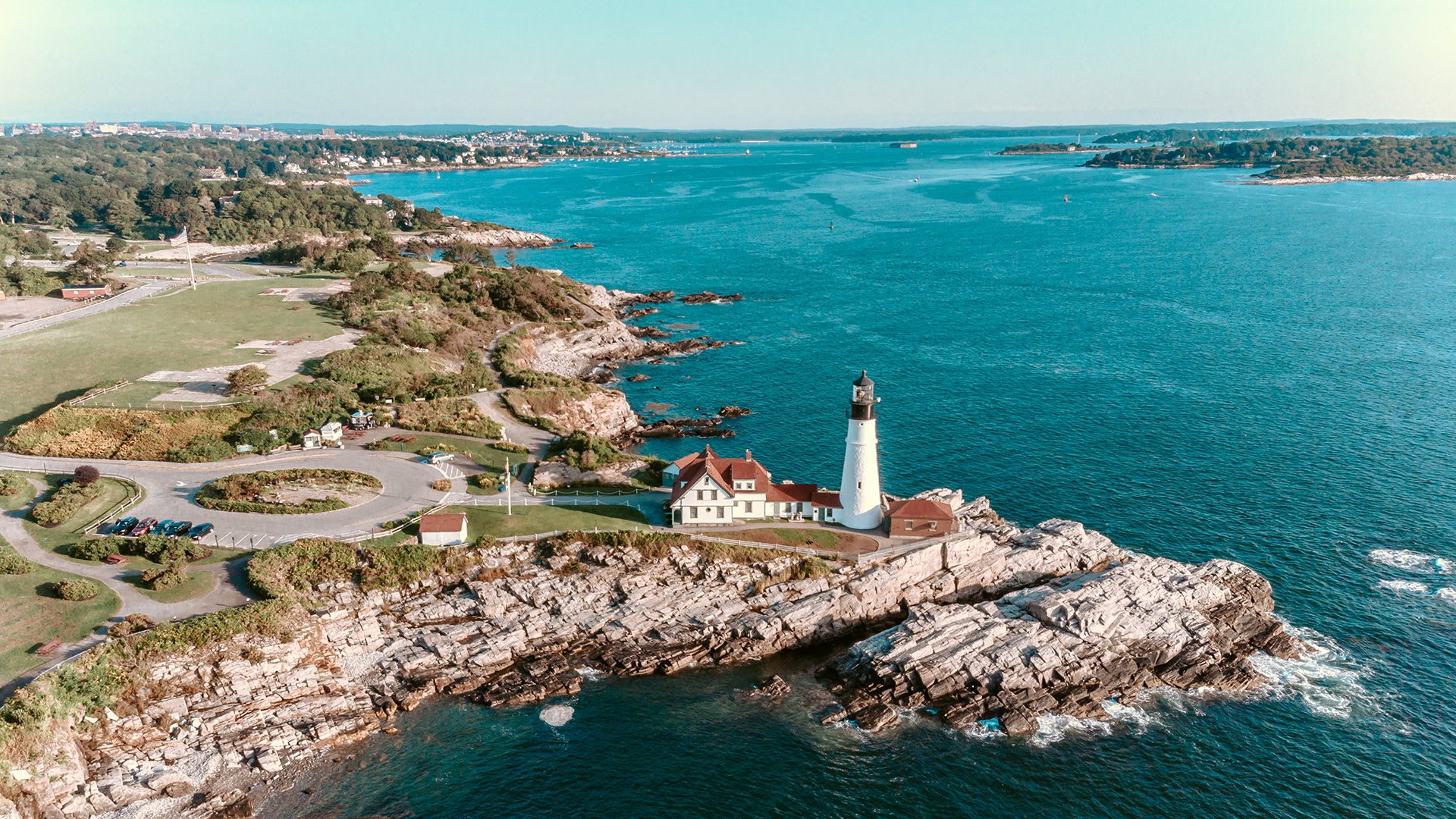 Aerial View Portland Head Lighthouse Maine USA