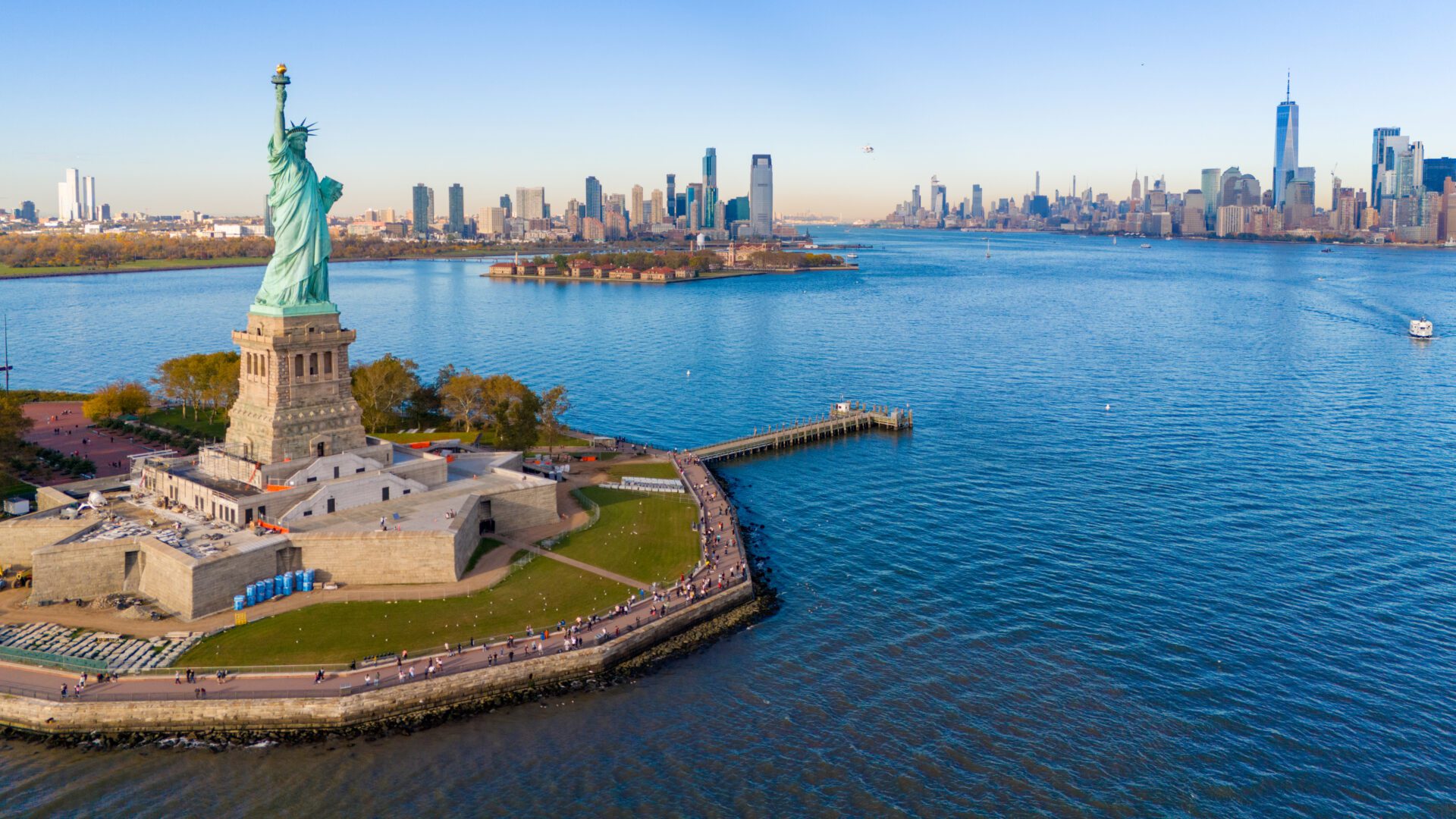 Aerial photo tour to the Statue of Liberty New York. This is a top destination when visiting the USA