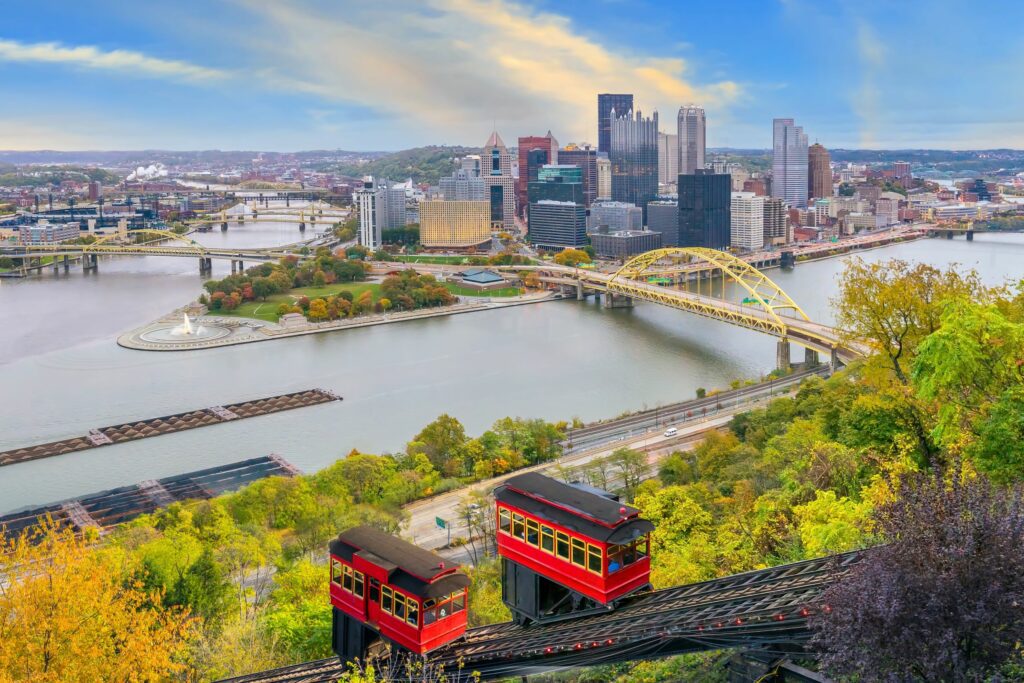 confluence point pittsburgh downtown from incline